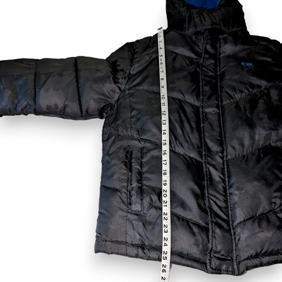 CB Sports Athletic Weather Protection Black Blue Lined Hooded Puff Jacket 14/16 - Picture 9 of 11